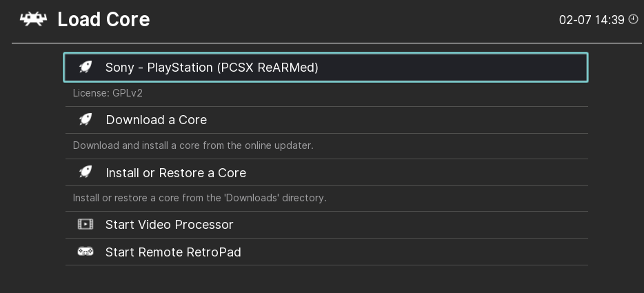 在 RetroArch 中手动安装 PCSX ReARMed 核心，以运行 PlayStation 1 游戏。